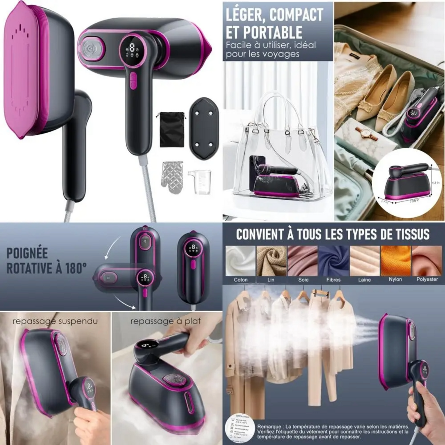 Défroisseur 2-en-1 Portable 1200W Léger | Repassage Rapide et Intelligent - Défrøa Air 1200