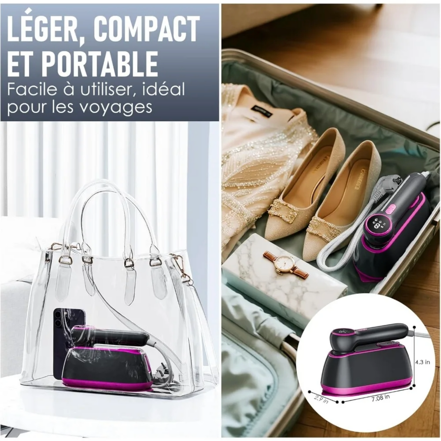 Défroisseur 2-en-1 Portable 1200W Léger | Repassage Rapide et Intelligent - Défrøa Air 1200