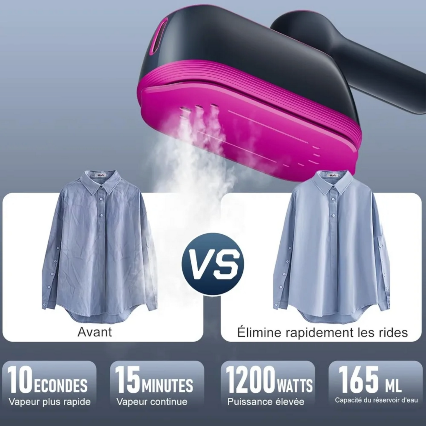 Défroisseur 2-en-1 Portable 1200W Léger | Repassage Rapide et Intelligent - Défrøa Air 1200
